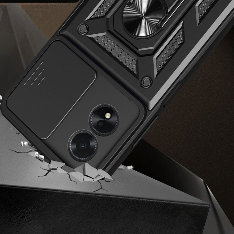 Oppo A38 Kılıf Magnetik Standlı Kamera Korumalı HEPTEKİLETİŞİM Sürgülü Vega Kapak