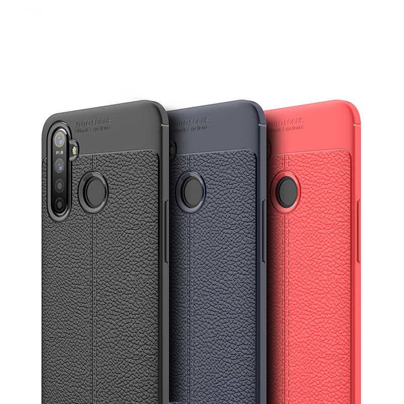 Realme 6İ Kılıf Deri Görünümlü Renk Atmayan Dayanaklı Silikon Kapak (NİSS) Kırmızı
