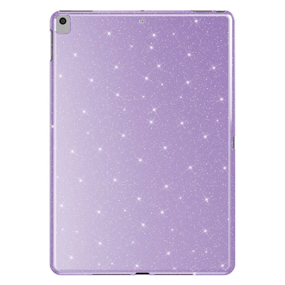 Apple iPad Pro 10.5 (7 Nesil) Kılıf Kamera Korumalı Simli Renkli Parlak Silikon Kapak (Koton) Lila