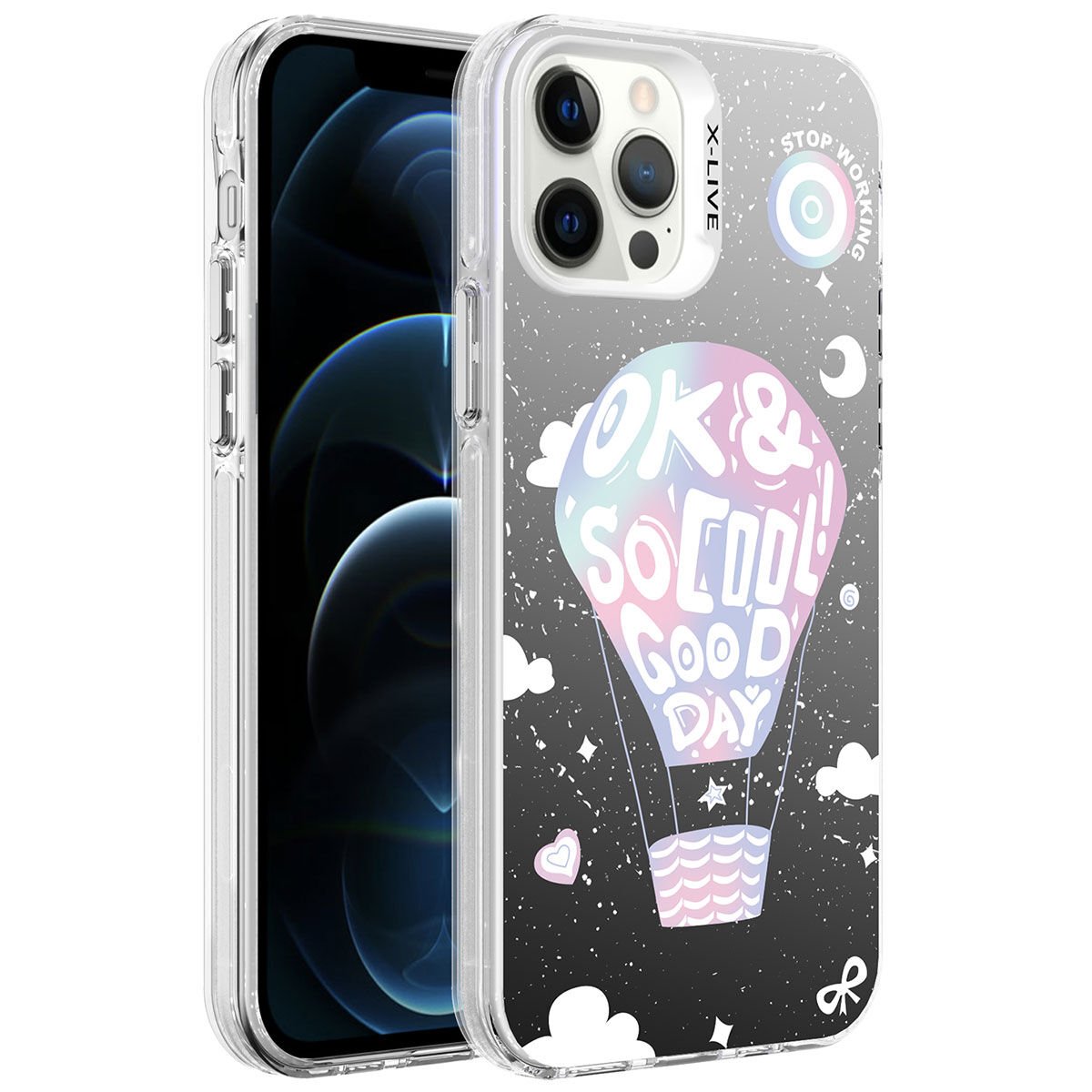 Apple iPhone 12 Pro Max Kılıf Desenli HEPTEKİLETİŞİM Silver Sert Kapak