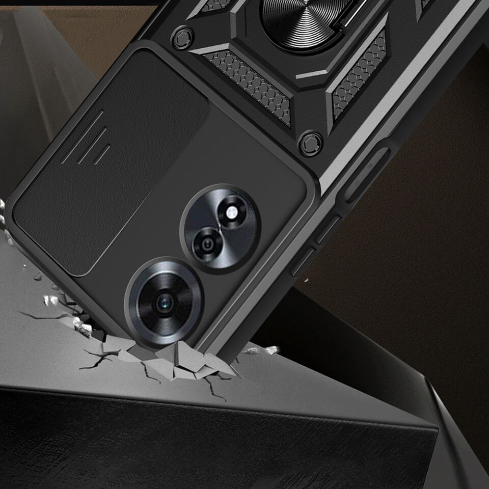 Oppo A60 Kılıf Magnetik Standlı Kamera Korumalı HEPTEKİLETİŞİM Sürgülü Vega Kapak