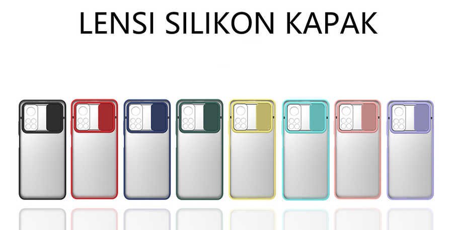 Xiaomi Mi 10T Pro 5G Kılıf Slayt Sürgülü Kamera Korumalı Renkli Silikon Kapak Turkuaz