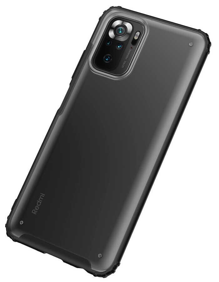 Xiaomi Redmi Note 10S Kılıf Köşe Korumalı Arkası Mat Buzlu Sert Kapak (VOLKS) Lacivert