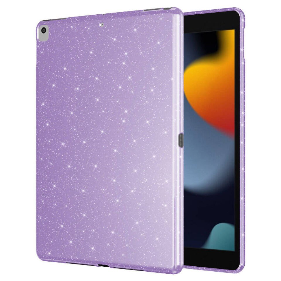 Apple iPad Pro 10.5 (7 Nesil) Kılıf Kamera Korumalı Simli Renkli Parlak Silikon Kapak (Koton) Pembe