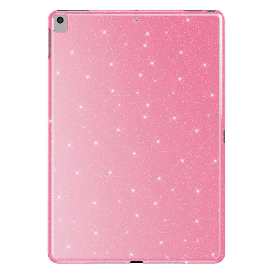 Apple iPad Pro 10.5 (7 Nesil) Kılıf Kamera Korumalı Simli Renkli Parlak Silikon Kapak (Koton) Pembe