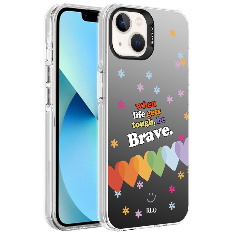 Apple iPhone 13 Kılıf Desenli HEPTEKİLETİŞİM Silver Sert Kapak