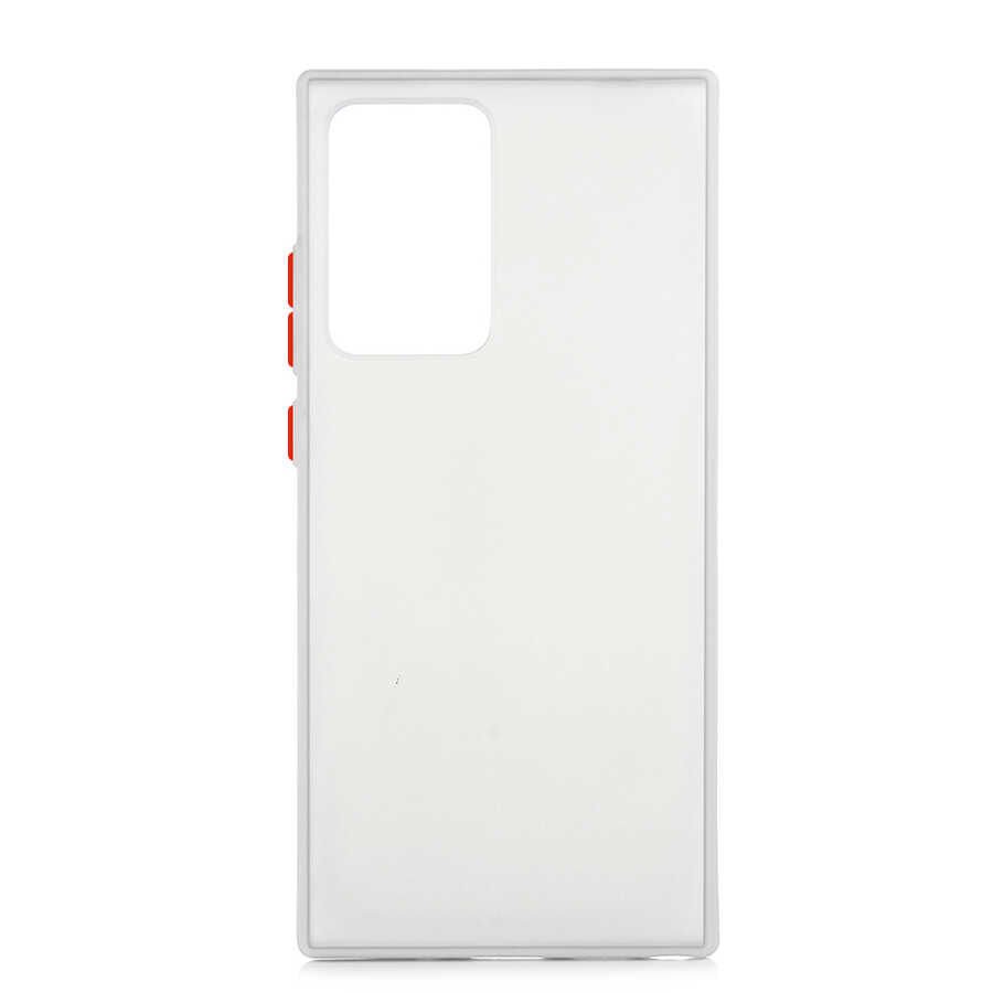 Samsung Galaxy Note 20 Ultra Kılıf Mat Parmak İzi Yapmaz Renkli Tuşlu Sert Silikon Kapak (fri) Renksiz