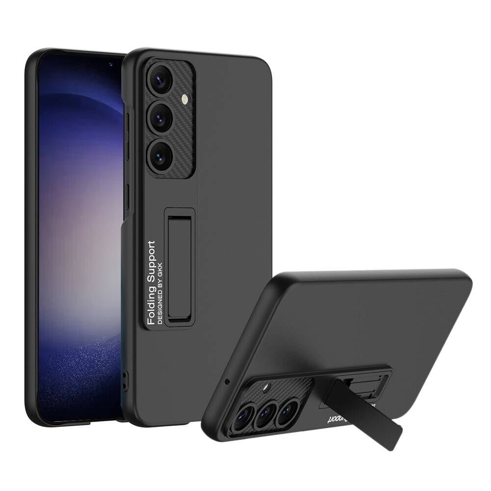 Samsung Galaxy S24 Plus Kılıf Standlı Mat Ultra Zarif Tasarımlı Gösterişli Kapak (STND-AYS) Siyah