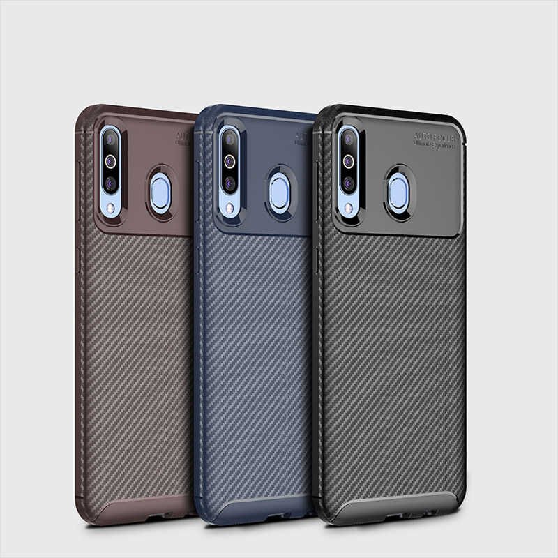 Samsung Galaxy M30 Kılıf Kamera Çıkıntılı Karbon Fiber Dokulu Renk Atmaz Kapak (NEGRO) Siyah