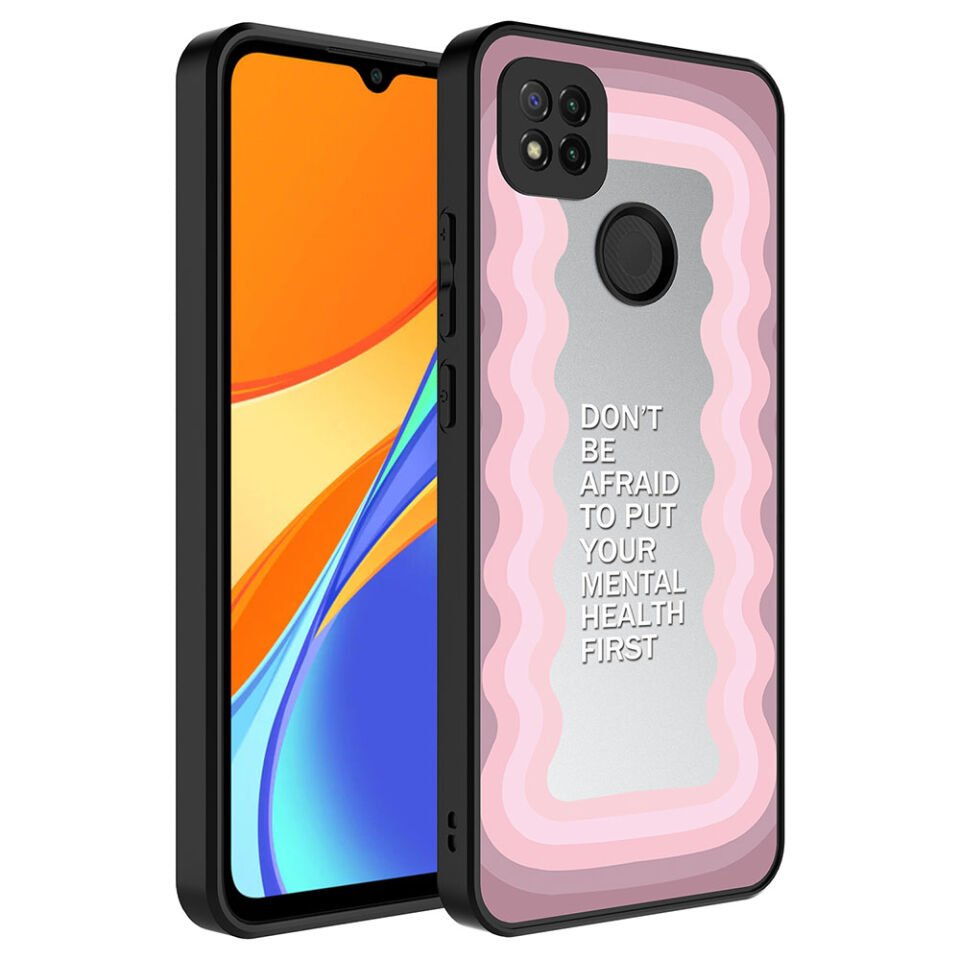 Xiaomi Redmi 9C Kılıf Aynalı Desenli Kamera Korumalı Parlak Renkli Sert Kapak (Mirror) Süper Anne