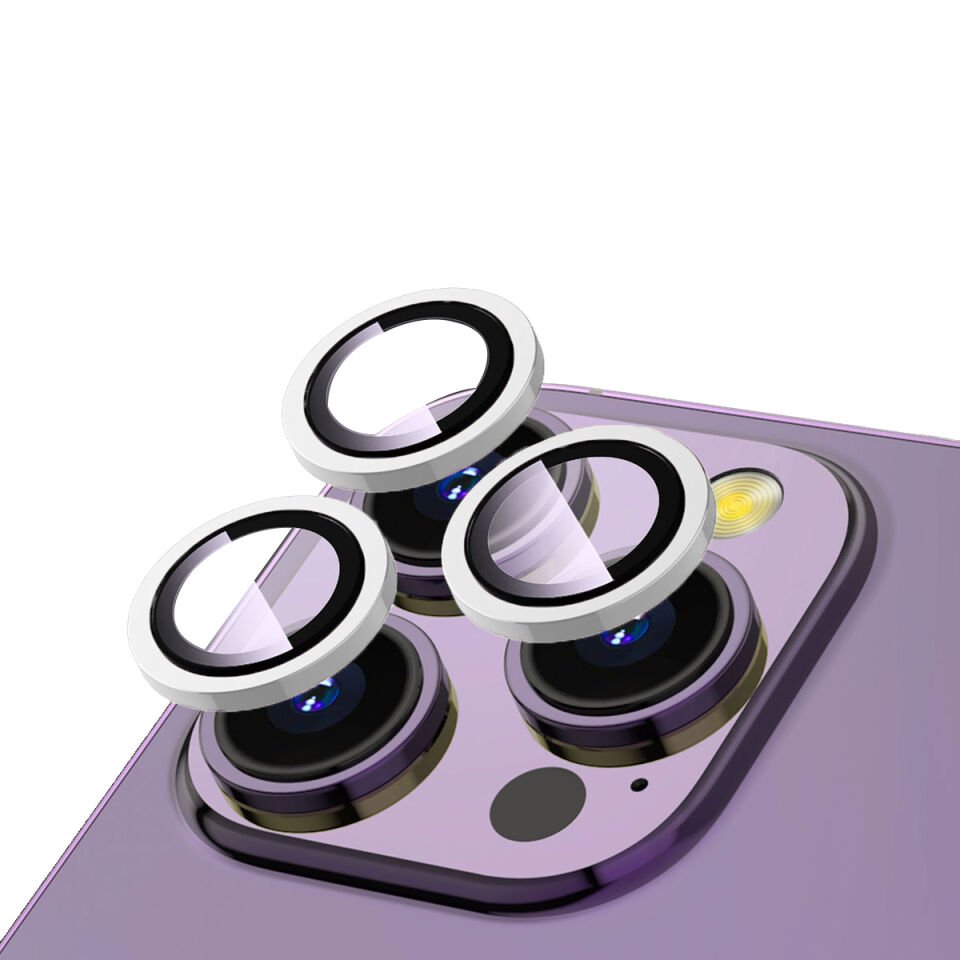 Apple iPhone 15 Pro Safir Kamera Lens Koruyucu (KOLAY TAKMA APARATLI) CL-12 Gümüş