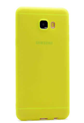 Samsung Galaxy C7 Kılıf Yumuşak Dokulu Soft Esnek İnce Mat Renkli Silikon Kapak (PREMİER) Pembe