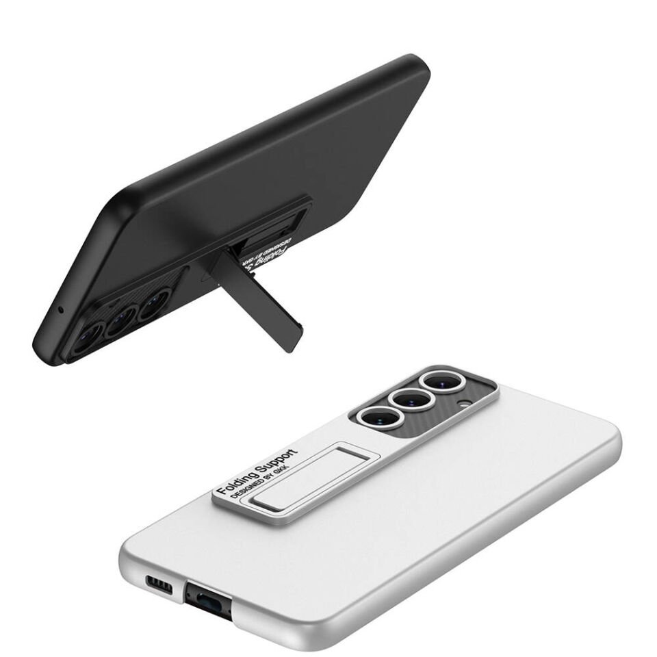 Samsung Galaxy S24 Plus Kılıf Standlı Mat Ultra Zarif Tasarımlı Gösterişli Kapak (STND-AYS) Gümüş