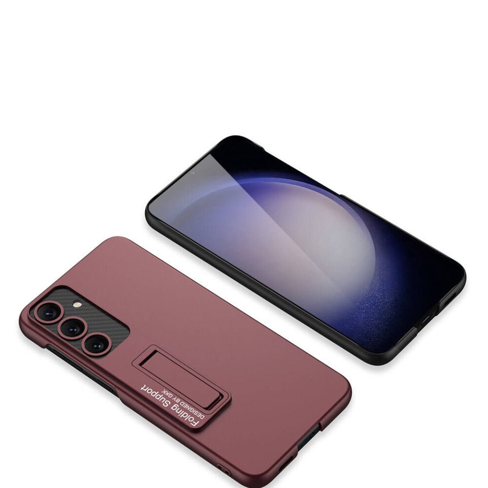 Samsung Galaxy S24 Plus Kılıf Standlı Mat Ultra Zarif Tasarımlı Gösterişli Kapak (STND-AYS) Gümüş
