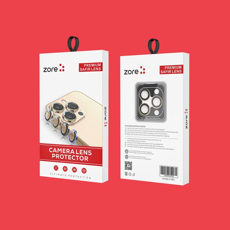 Apple iPhone 15 Pro Safir Kamera Lens Koruyucu (KOLAY TAKMA APARATLI) CL-12 Koyu Gri