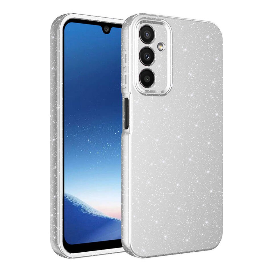 Samsung Galaxy A25 Kılıf Kamera Korumalı Simli Renkli Parlak Silikon Kapak (Koton) Gümüş