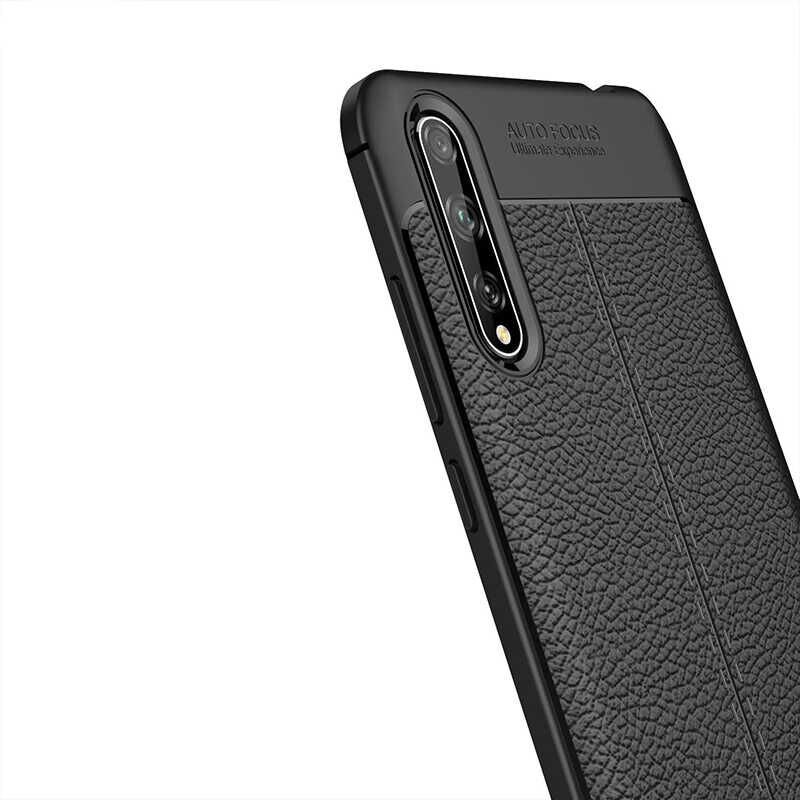 Huawei P Smart S (Y8P) Kılıf Deri Görünümlü Renk Atmayan Dayanaklı Silikon Kapak (NİSS) Siyah