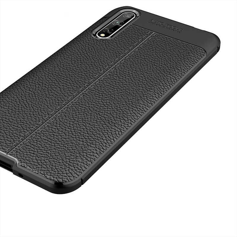 Huawei P Smart S (Y8P) Kılıf Deri Görünümlü Renk Atmayan Dayanaklı Silikon Kapak (NİSS) Siyah