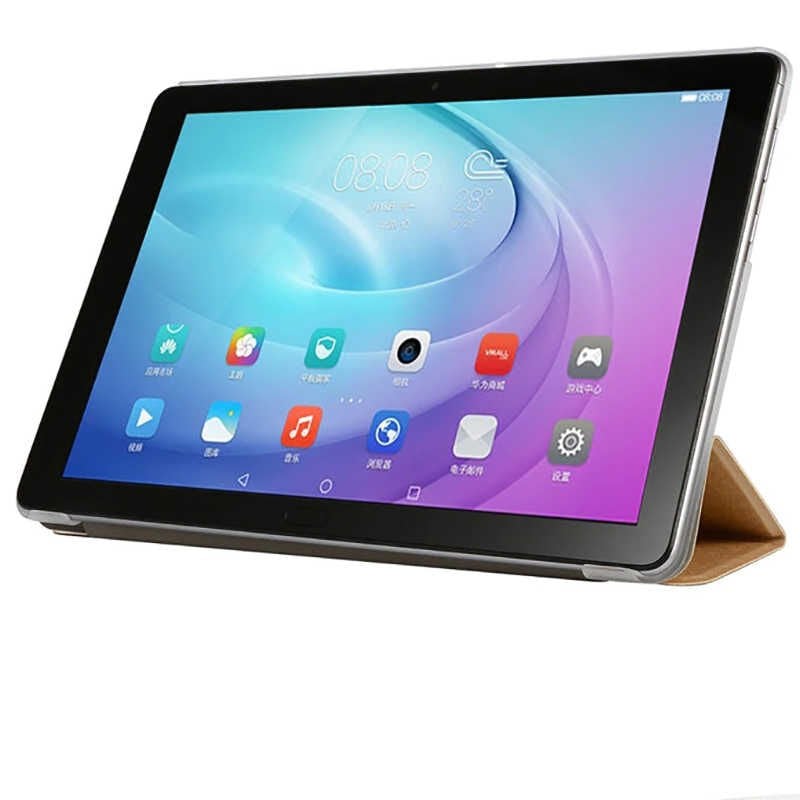 Huawei T3 10 9.6 Inç Kılıf Arkası Silikon Pu Deri 360 Koruma (SC.) Rose Gold