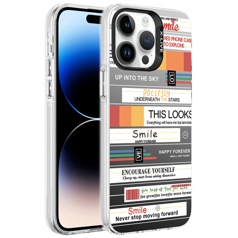 Apple iPhone 14 Pro Kılıf Desenli HEPTEKİLETİŞİM Silver Sert Kapak