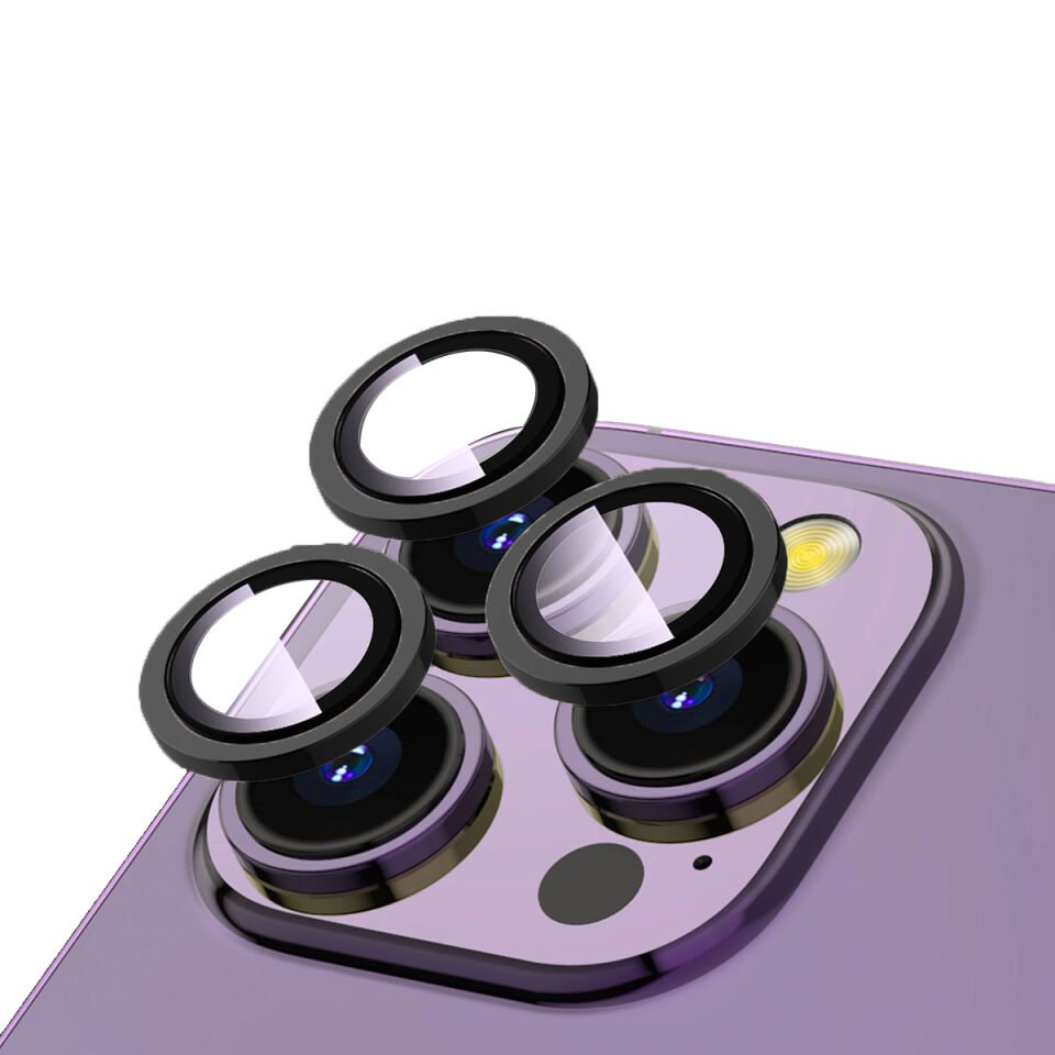 Apple iPhone 15 Pro Safir Kamera Lens Koruyucu (KOLAY TAKMA APARATLI) CL-12 Siyah