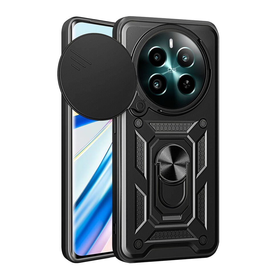 Realme 12 Kılıf Magnetik Standlı Kamera Korumalı HEPTEKİLETİŞİM Sürgülü Vega Kapak