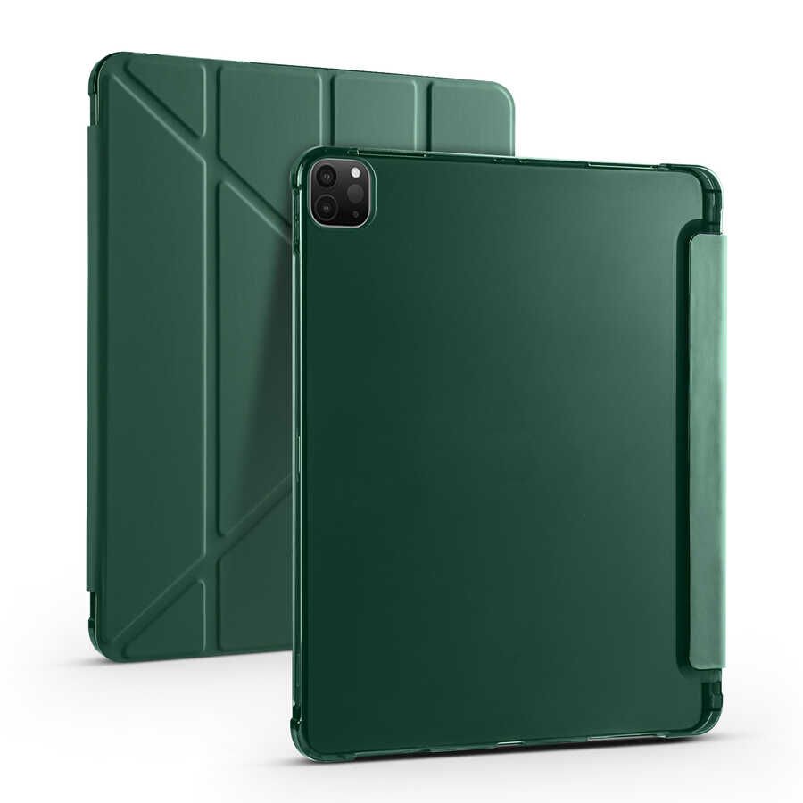 Apple iPad Pro 12.9 2021 (5.Nesil) Kılıf HEPTEKİLETİŞİM Tri Folding Kalem Bölmeli Standlı Kılıf