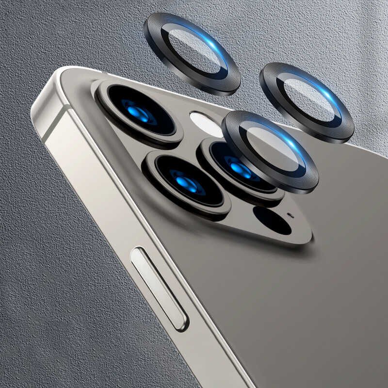 Apple iPhone 13 Pro Max Kamera Lens Koruyucu Kolay Takma Aparatlı (CL-02) Füme