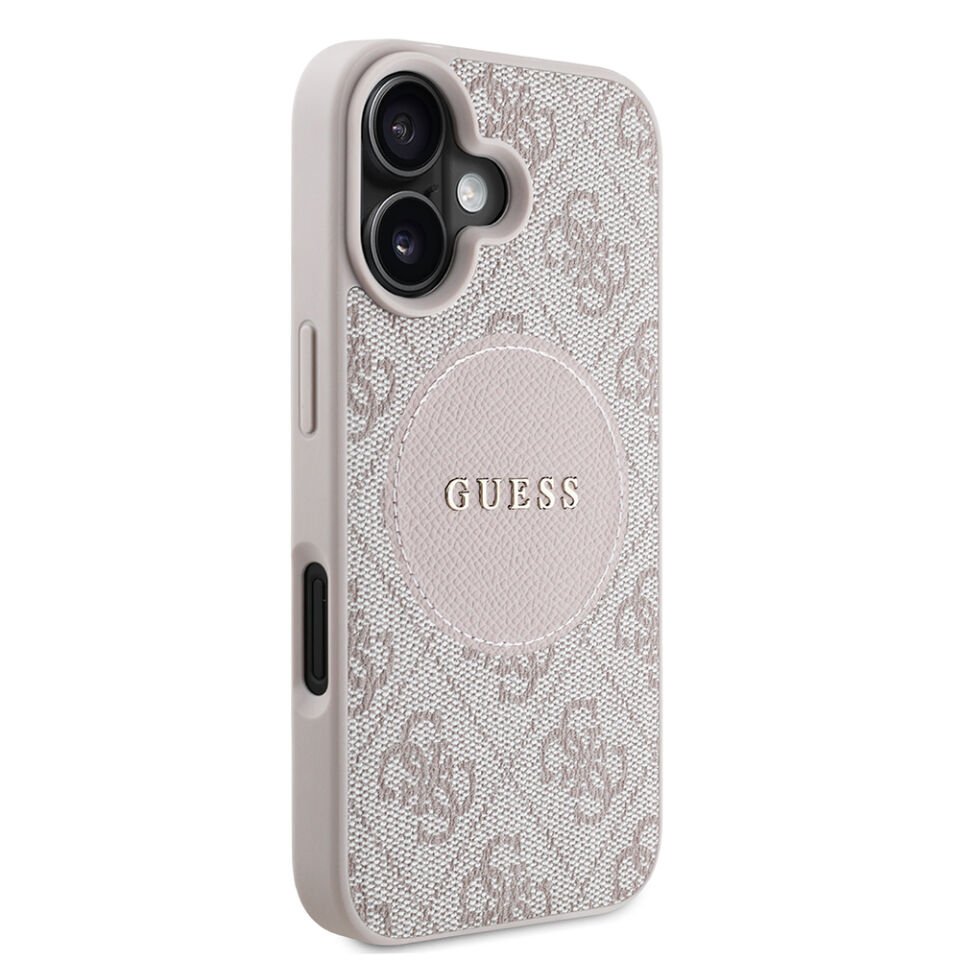 Apple iPhone 16 Kılıf Guess Orjinal Lisanslı Magsafe Şarj Özellikli Yazı Logolu Circle Classic Kapak
