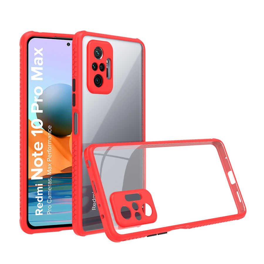 Xiaomi Redmi Note 10 Pro Kılıf Köşe Ve Kamera Korumalı Arkası Şeffaf Renkli Tuşlu Kapak (KAFF) Koyu Yeşil