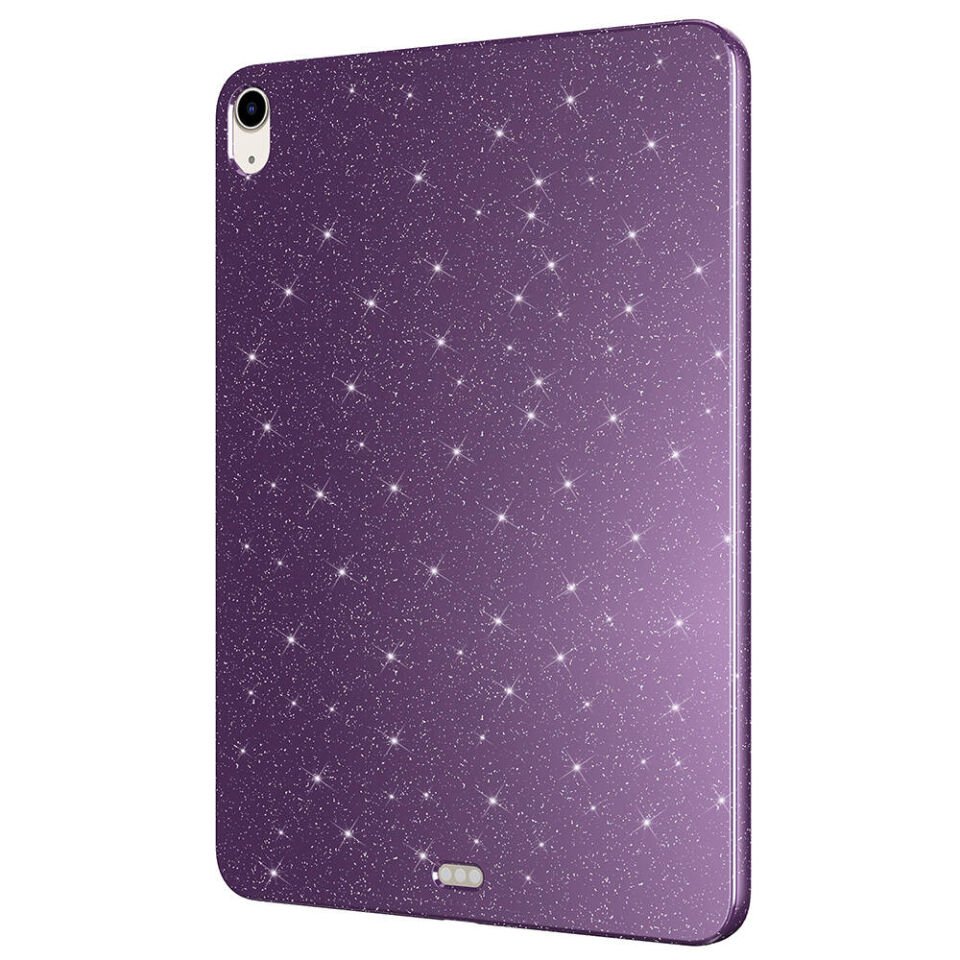 Apple iPad 10.9 2022 (10.Nesil) Kılıf Kamera Korumalı Simli Renkli Parlak Silikon Kapak (Koton) Lila