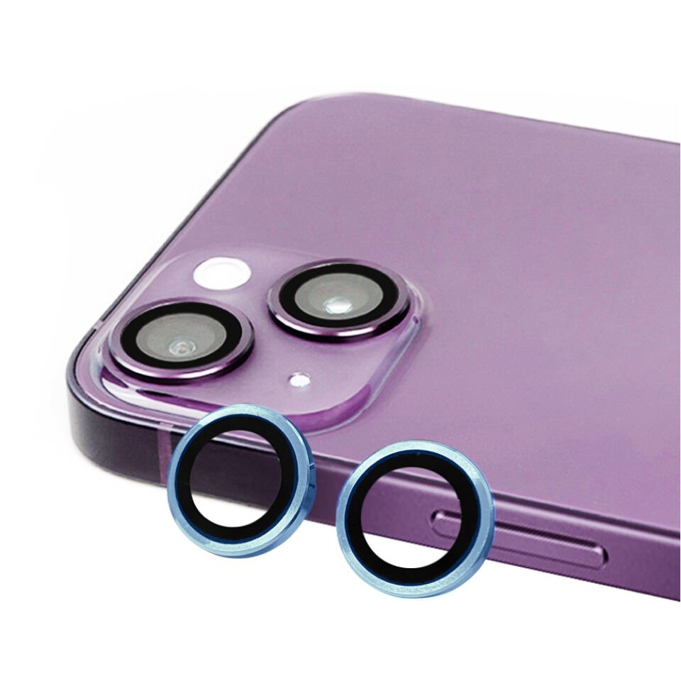 iPhone 15 Kamera Lens Koruyucu Renkli Tasarım Kolay Takma Aparatlı (CL-07) Mavi