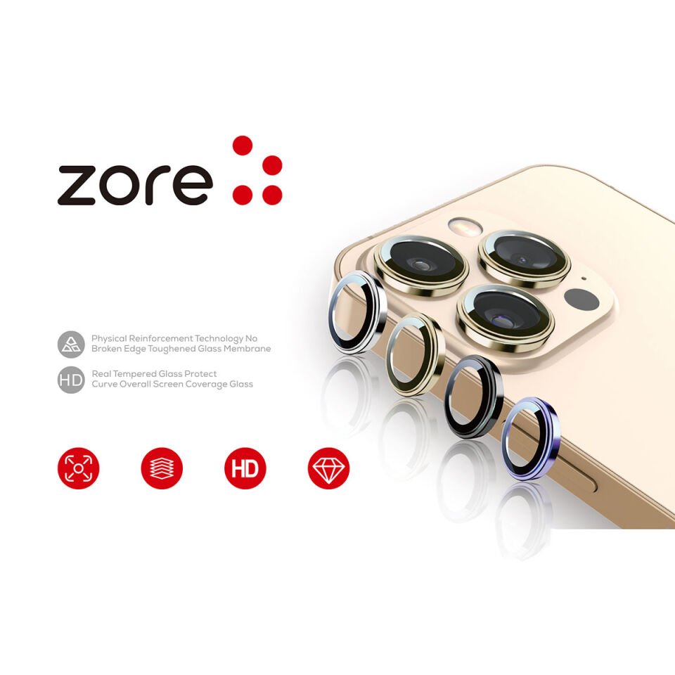 Apple iPhone 15 Pro Safir Kamera Lens Koruyucu (KOLAY TAKMA APARATLI) CL-12 Turuncu