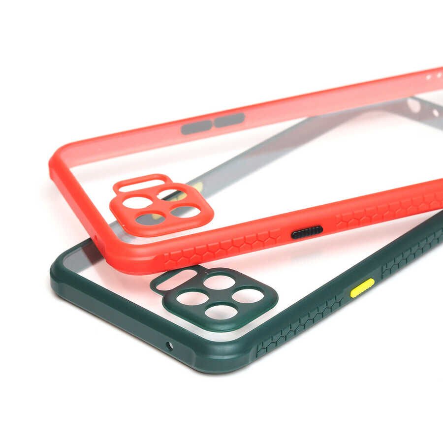 Oppo Reno 4 Lite Kılıf Köşe Ve Kamera Korumalı Arkası Şeffaf Renkli Tuşlu Kapak (KAFF) Siyah