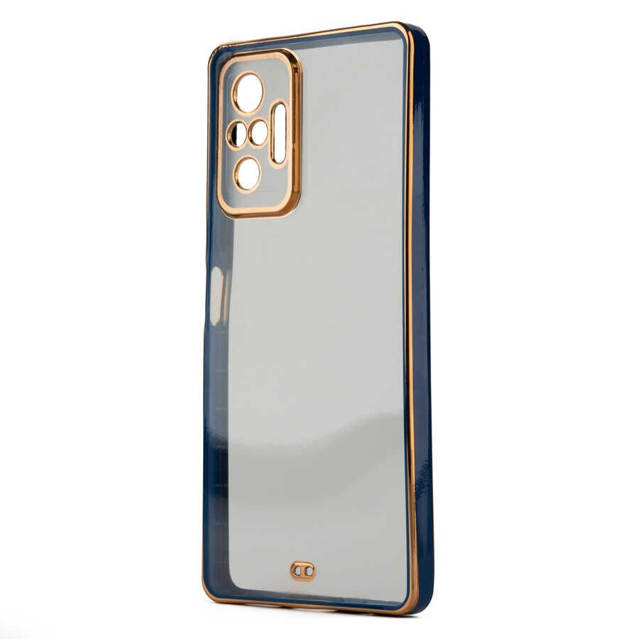 Xiaomi Redmi Note 10 Pro Kılıf Parlak Kenarlı Altın İşlemeli Kamera Korumalı Kapak (Voit c.) Lacivert