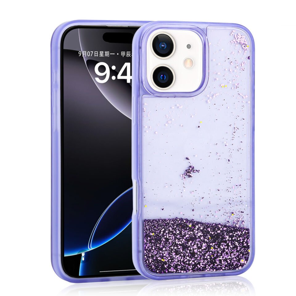 Apple iPhone 12 Kılıf Sıvılı Simli Şeffaf Arka Yüzey HEPTEKİLETİŞİM Keto Silikon Kapak