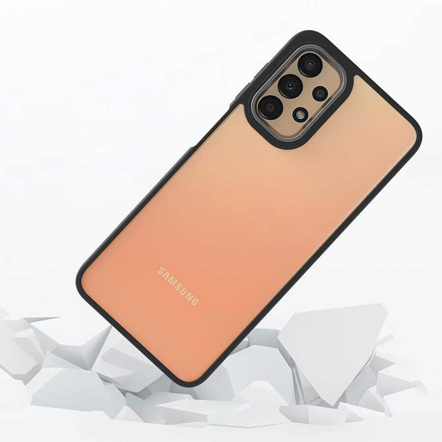 Samsung Galaxy A53 5G Kılıf Kamera Çıkıntılı Arkası Şeffaf Hassas Tuşlu Kenarlı Kapak (Flora) Kırmızı