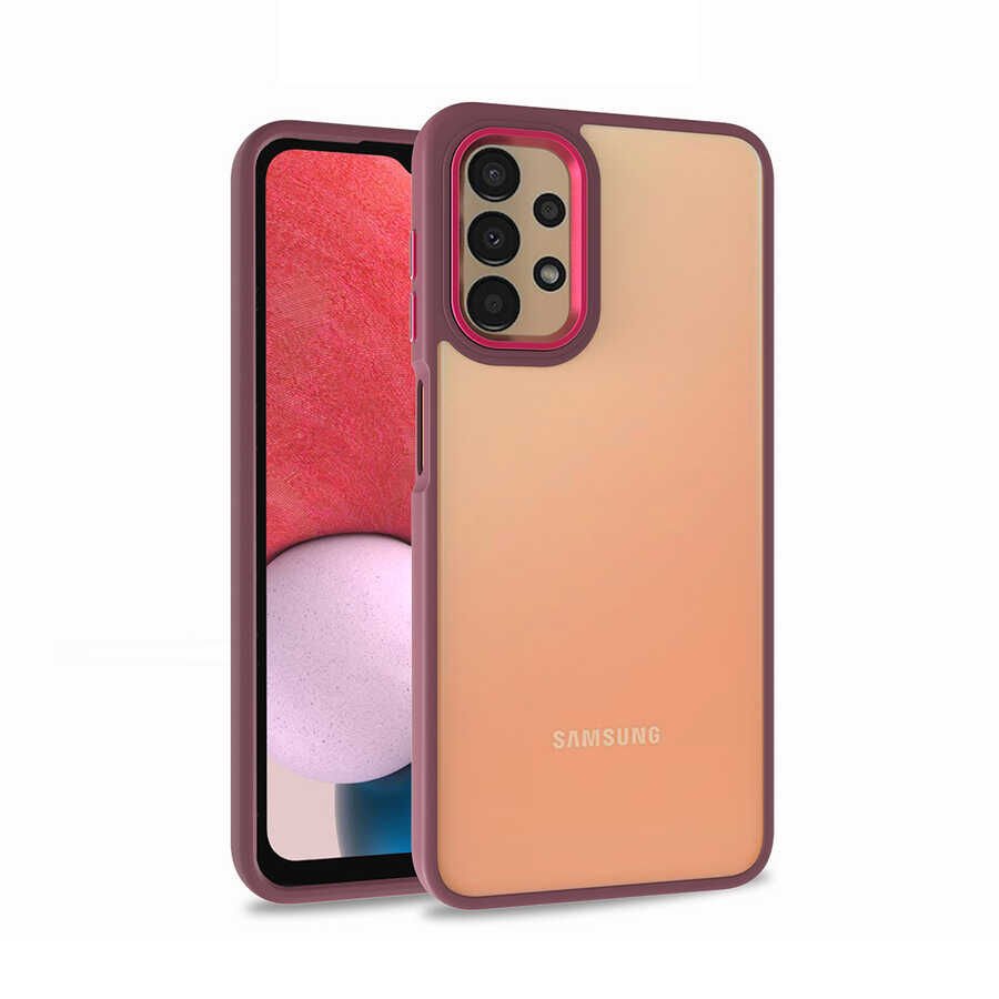 Samsung Galaxy A53 5G Kılıf Kamera Çıkıntılı Arkası Şeffaf Hassas Tuşlu Kenarlı Kapak (Flora) Kırmızı