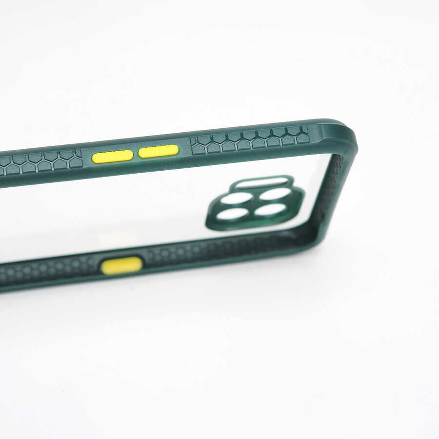 Oppo Reno 4 Lite Kılıf Köşe Ve Kamera Korumalı Arkası Şeffaf Renkli Tuşlu Kapak (KAFF) Lacivert