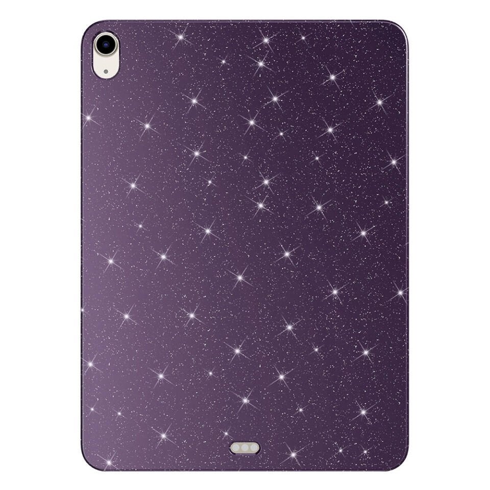 Apple iPad 10.9 2022 (10.Nesil) Kılıf Kamera Korumalı Simli Renkli Parlak Silikon Kapak (Koton) Derin Mor