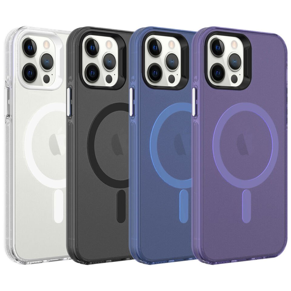 Apple iPhone 12 Pro Max Kılıf HEPTEKİLETİŞİM Magsafe Şarj Özellikli Buzlu Transparan C-Pro Sert Kapak