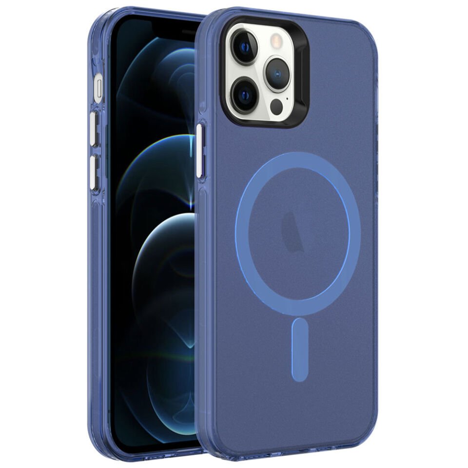 Apple iPhone 12 Pro Max Kılıf HEPTEKİLETİŞİM Magsafe Şarj Özellikli Buzlu Transparan C-Pro Sert Kapak