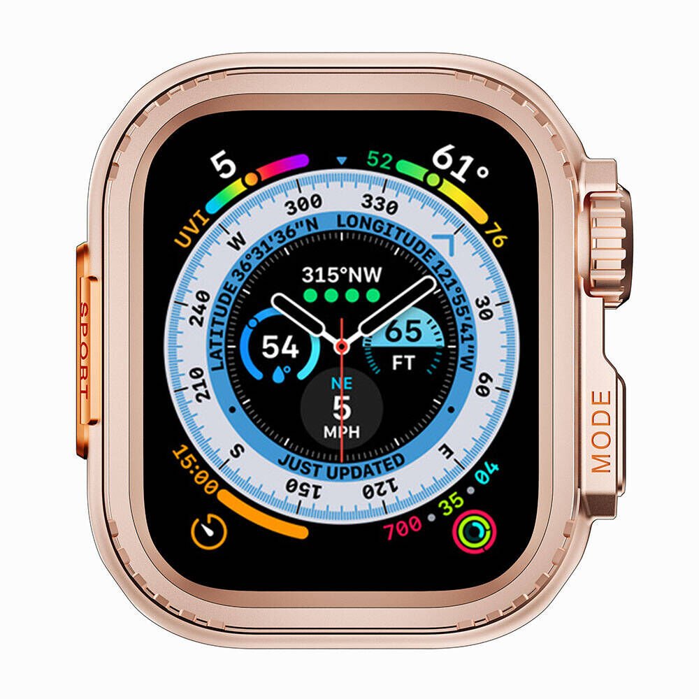 Apple Watch 44mm to Apple Watch Ultra 49mm Kasa Dönüştürücü ve Ekran Koruyucu (Gard 33) Rose Gold