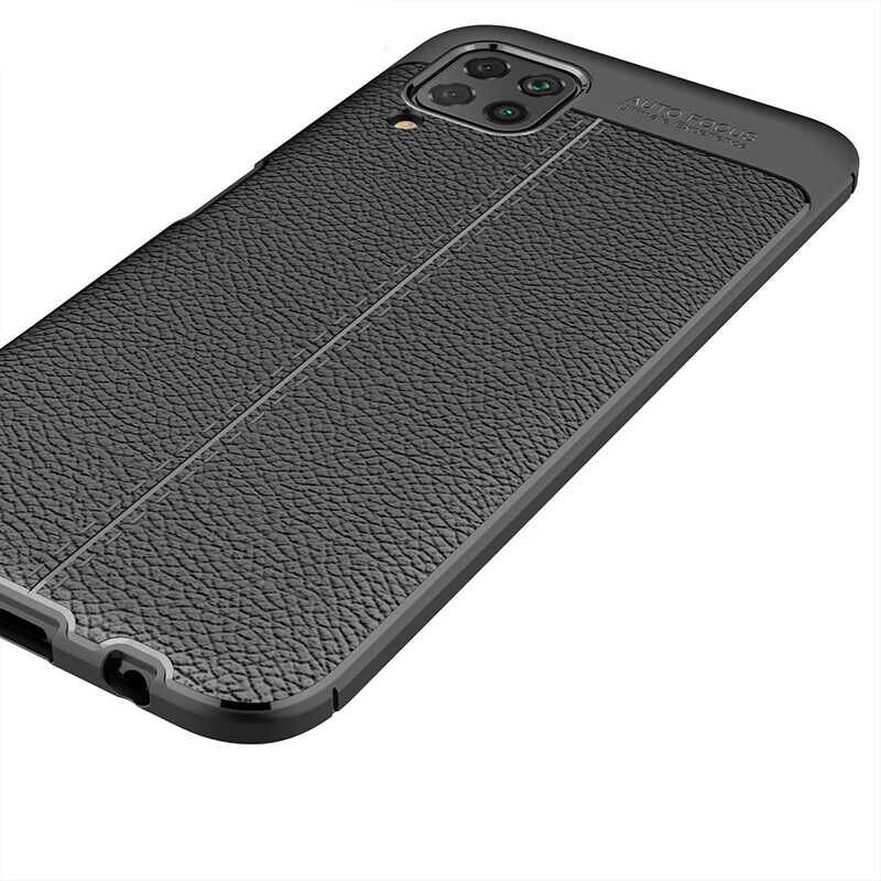 Huawei P40 Lite Kılıf Deri Görünümlü Renk Atmayan Dayanaklı Silikon Kapak (NİSS) Siyah