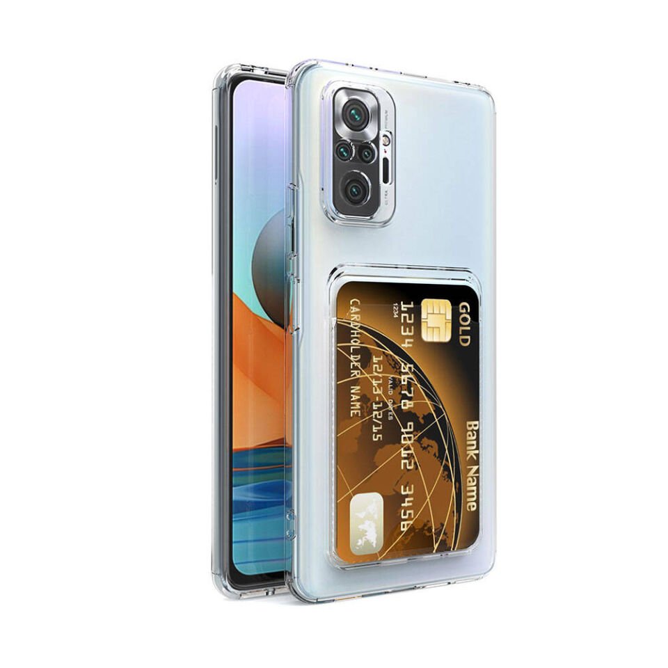 Xiaomi Redmi Note 10 Pro Kılıf Kartlıklı Şeffaf HEPTEKİLETİŞİM Setra Clear Silikon Kapak