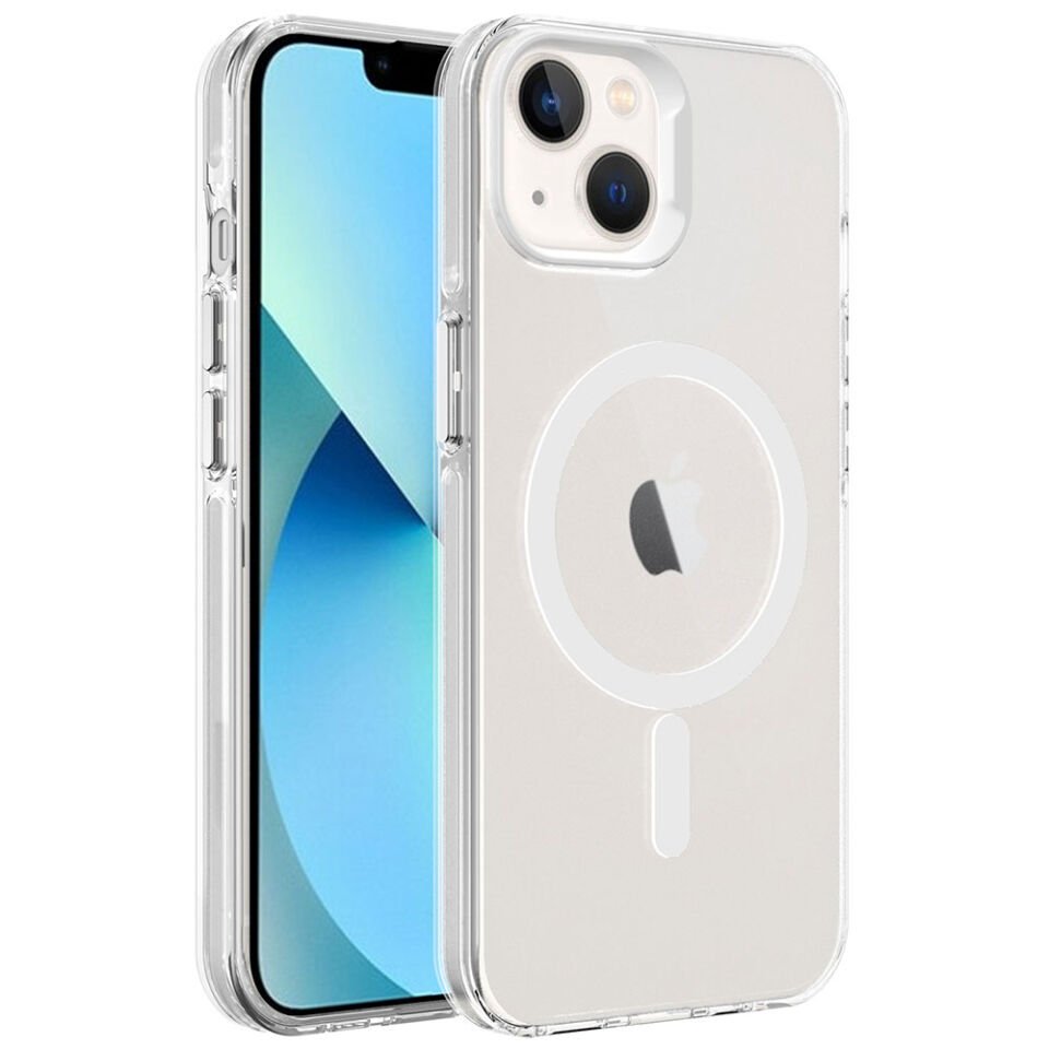 Apple iPhone 13 Kılıf HEPTEKİLETİŞİM Magsafe Şarj Özellikli Buzlu Transparan C-Pro Sert Kapak