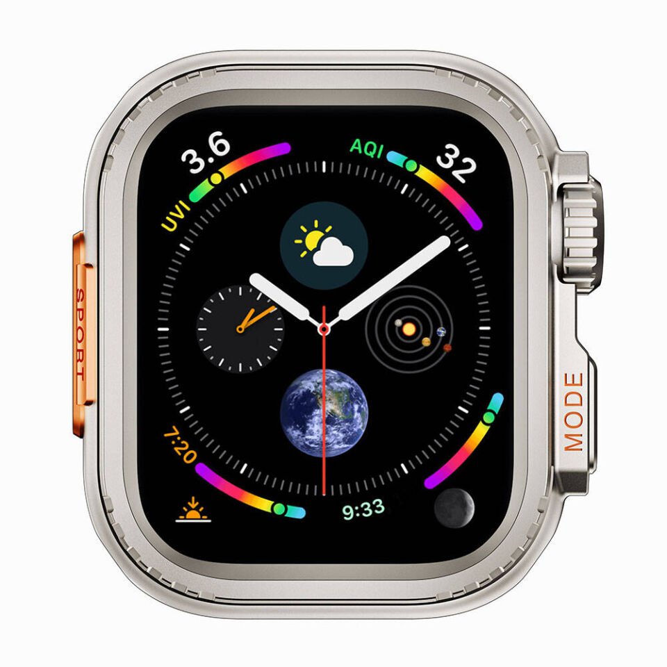 Apple Watch 44mm to Apple Watch Ultra 49mm Kasa Dönüştürücü ve Ekran Koruyucu (Gard 33) Titanyum