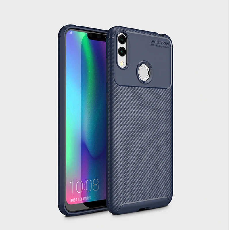 Huawei Honor 8C Kılıf Kamera Çıkıntılı Karbon Fiber Dokulu Renk Atmaz Kapak (NEGRO) Siyah