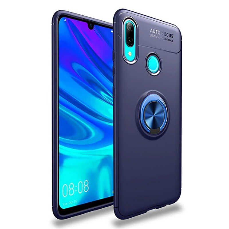 Huawei Y6 2019 Kılıf Kamera Çıkıntılı Renkli Yüzüklü Standlı Mıknatıslı Kapak (RAVEL) Kırmızı