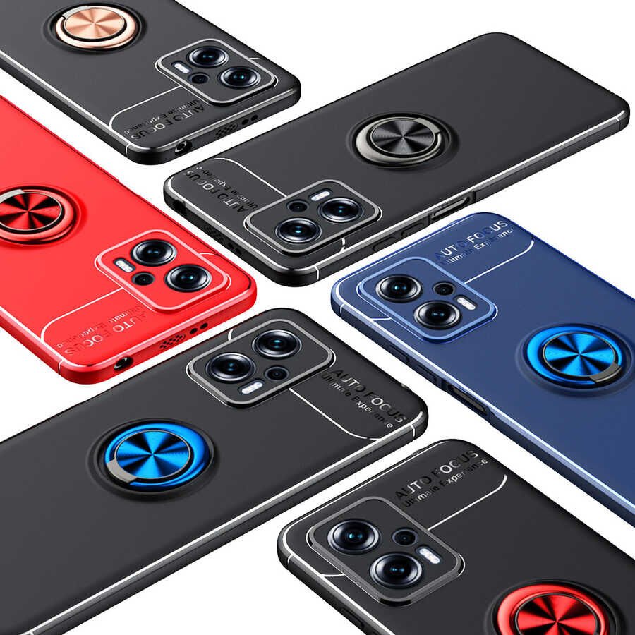 Xiaomi Poco X4 GT Kılıf Kamera Çıkıntılı Renkli Yüzüklü Standlı Mıknatıslı Kapak (RAVEL) Mavi